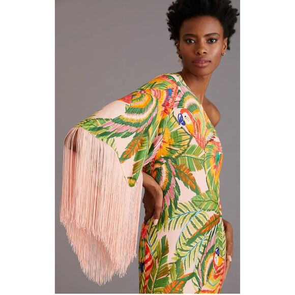 FARM Rio Dresses & Skirts - Farm Rio NEW Maccaw Leaves One Shoulder Midi Dress, Med